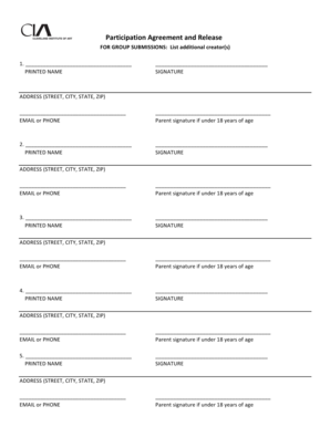 Participation Agreement and Release for Group Submissions