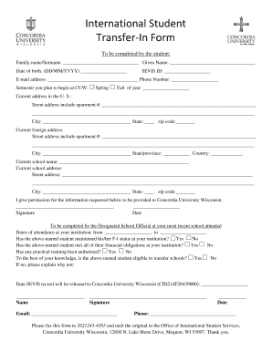 International Student Transfer-In Form