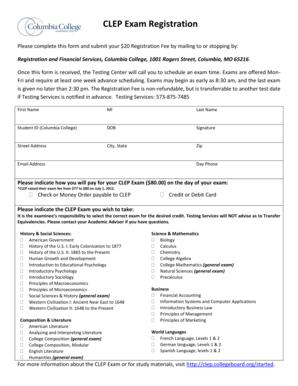CLEP Exam Registration Form