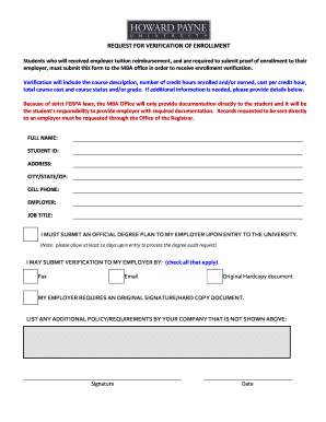 Request for Verification of Enrollment