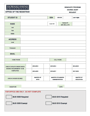 Graduate Degree Audit Request Form