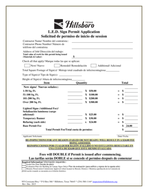 Printable jet ski bill of sale - LED Sign Permit Application Solicitud de permiso de - hillsborotx