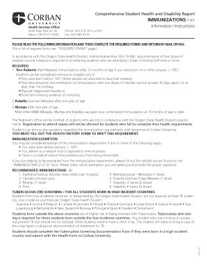 Comprehensive Student Health and Disability Report