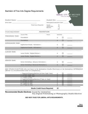 Bachelor of Fine Arts Degree Requirements