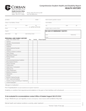 Comprehensive Student Health and Disability Report