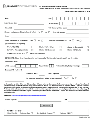 Veterans Benefits Form