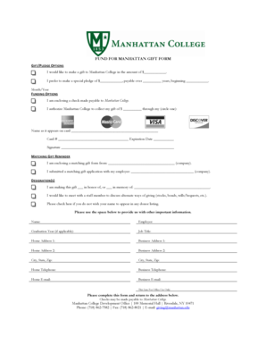Manhattan College Gift Form