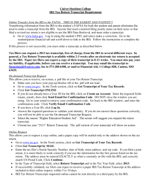 IRS Tax Return Transcript Request