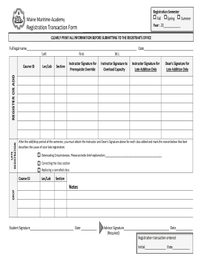 Maine Maritime Academy Registration Form