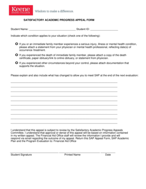 Satisfactory Academic Progress Appeal Form