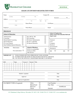 Graduate Division Registration Form