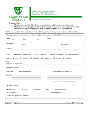 College Transcript Request Form