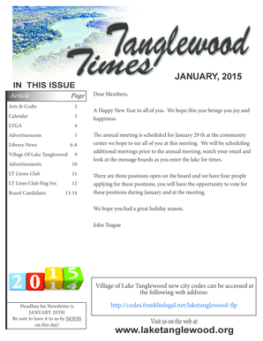 Cyfair isd calendar 23 24 - JANUARY 2015 IN THIS ISSUE - Lake Tanglewood