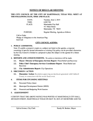 Policy memo example - THE FOLLOWING DATE, TIME AND PLACE - martindaletexas