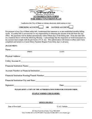 Direct Payment Authorization Form