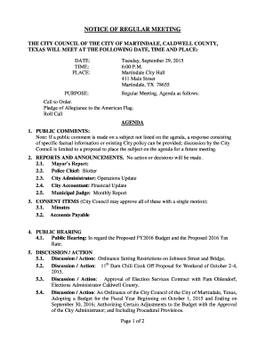 Sanderson farms w2 - NOTICE OF REGULAR MEETING - martindaletexasorg