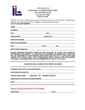 CITY OF LUCAS BANK DRAFT AUTHORIZATION FORM 665 COUNTRY - lucastexas