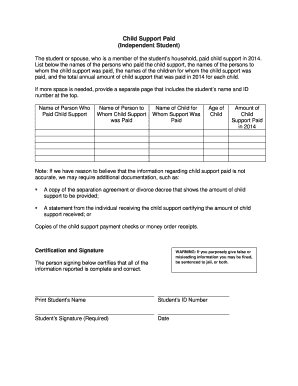 Child Support Paid Form