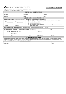 Student Enrollment Verification Request