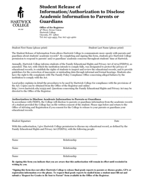 Student Release of Information Form
