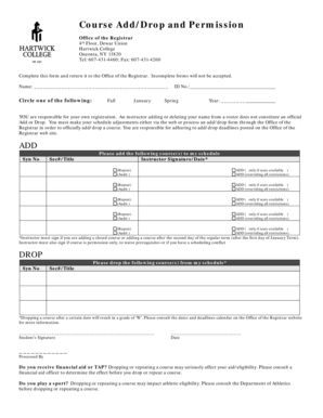 Course Add/Drop and Permission Form