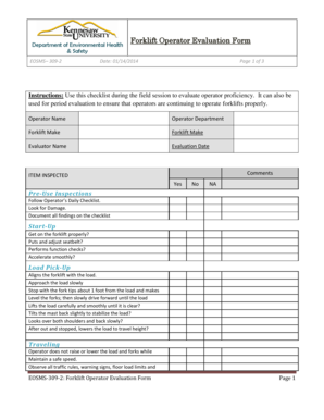 Forklift Operator Evaluation Form
