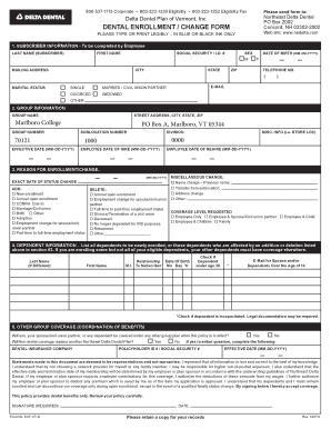 Dental Enrollment Change Form