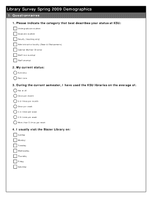 Library Survey Spring 2009 Demographics