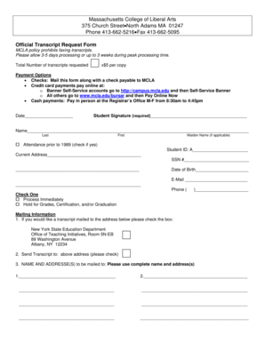 Official Transcript Request Form