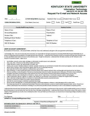Kentucky State University Email and Network Access Request