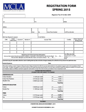 Massachusetts College of Liberal Arts Registration Form