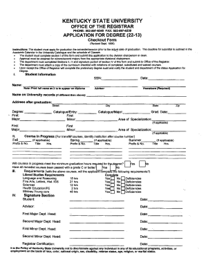 Kentucky State University Degree Application