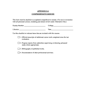 Comprehensive Resume Form
