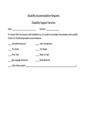 Disability Accommodation Request Form