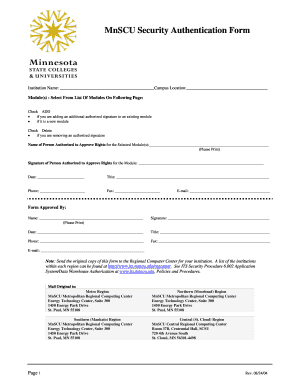 MnSCU Security Authentication Form