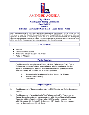 Newsletter business - AMENDED AGENDA - Lucas Texas