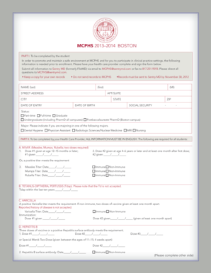 MCPHS Student Health Form