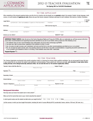 Teacher Evaluation Form