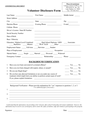 Volunteer Disclosure Form