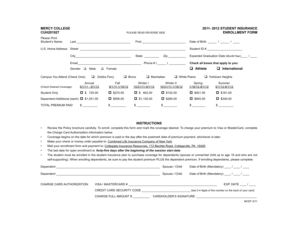 Mercy College 2011-2012 Student Insurance Enrollment Form