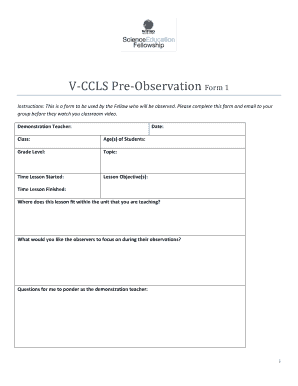 Pre-Observation Teacher Form