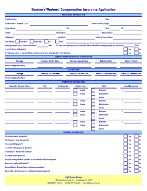 Domino's Workers' Compensation Insurance Application