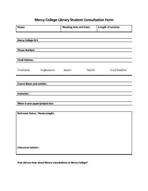 Mercy College Library Student Consultation Form