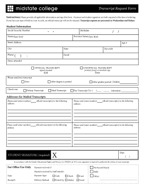 Official Transcript Request Form