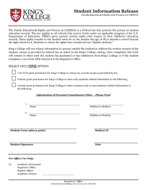 FERPA Student Information Release Form