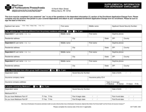 Supplemental Information for Dependent Enrollment