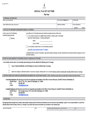 Howard University Medical Plan Opt-Out Form