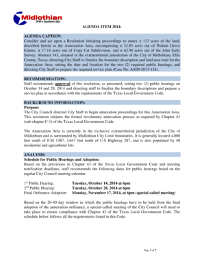 Pasture lease agreement - Consider and act upon a Resolution initiating proceedings to annex 113 acres of the land,