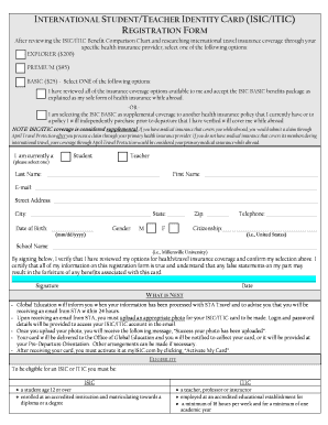 International Student/Teacher Identity Card Registration Form