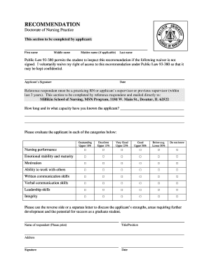 Doctorate of Nursing Practice Recommendation Form